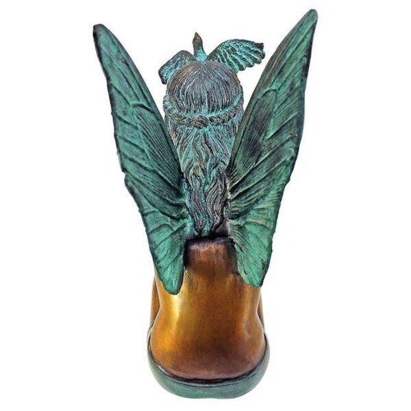 Bird Fairy Cast Bronze Garden Back View of Wings Let Dove Fly